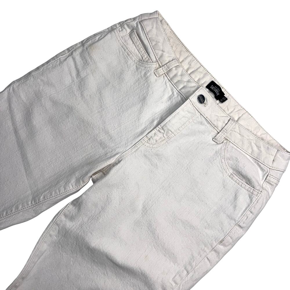 Kate Spade Saturday Cream Denim Jeans Off White Straight Ankle Cropped Size 29